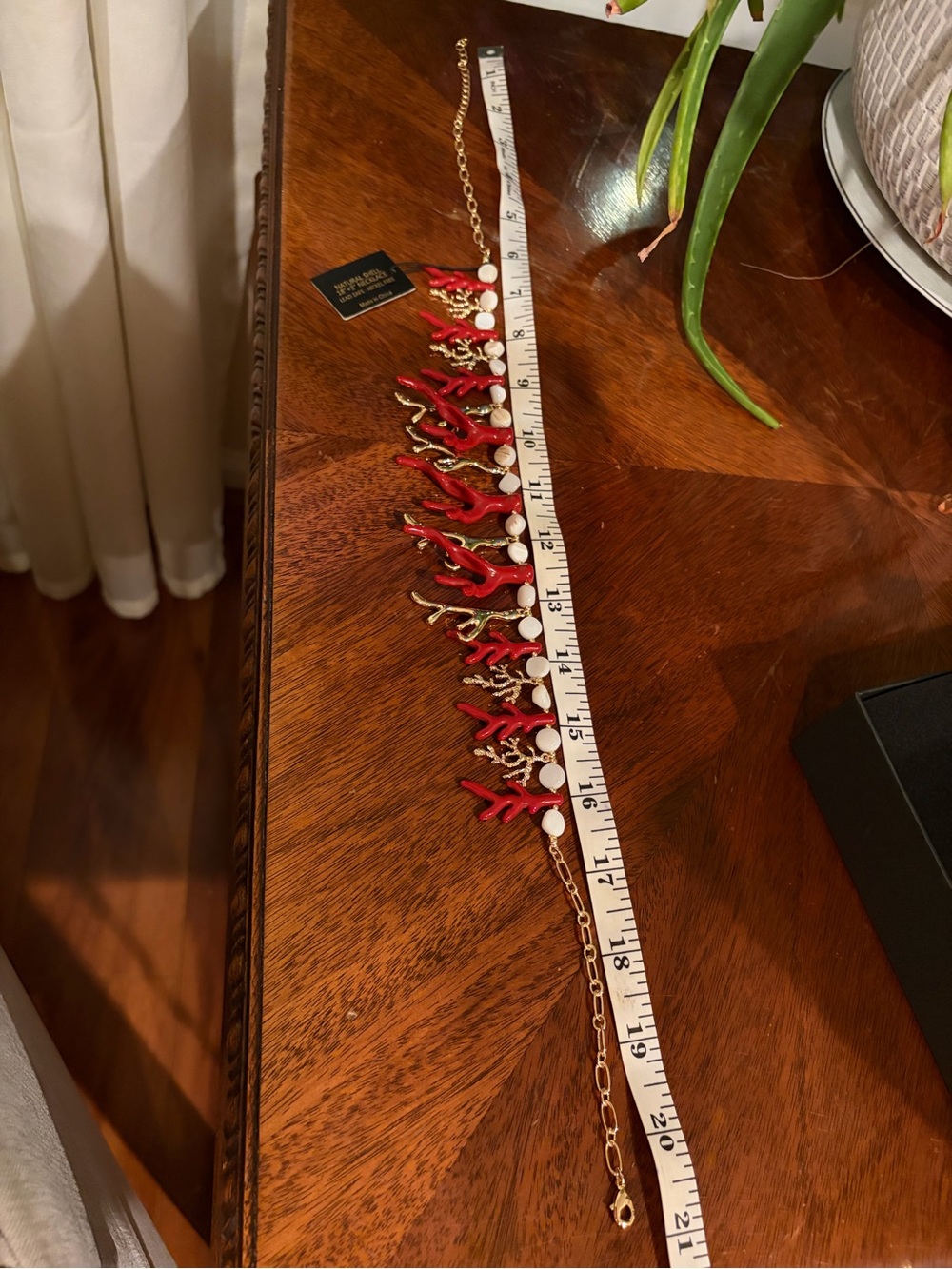 House of Harlow 1960 Red Coral & Gold Branch Pearl Necklace - Picture 5 of 7